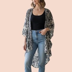 Audrey 3 and 1‎ Open Front Boho Velvet Duster One Size Oversized